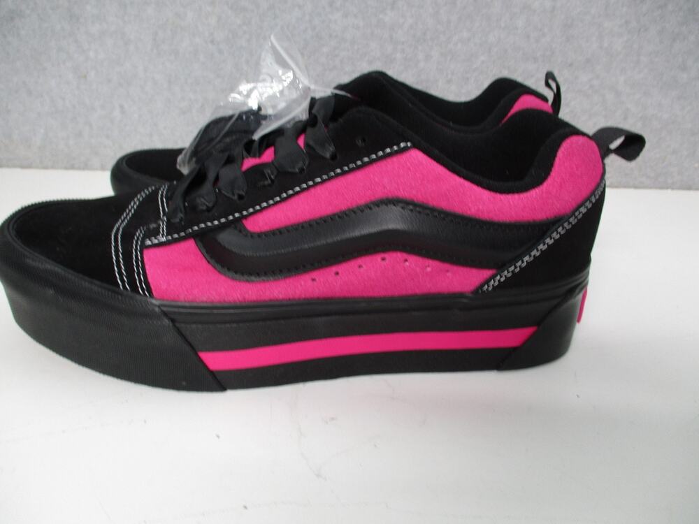 Vans Old Skool Knu Platform Shoes Womens Sz 7 Black Pink Suede Skateboard